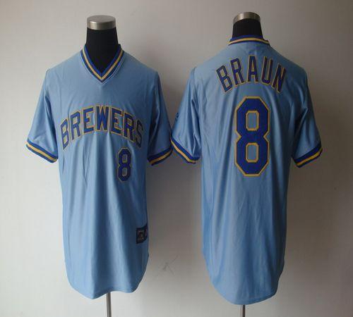 Brewers #8 Ryan Braun Light Blue Cooperstown Stitched MLB Jersey - Click Image to Close